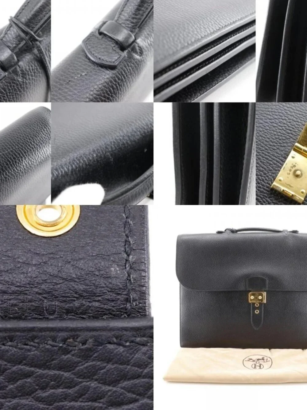 HERMES Sac a Depeche 41 Business bag black Fjord mens